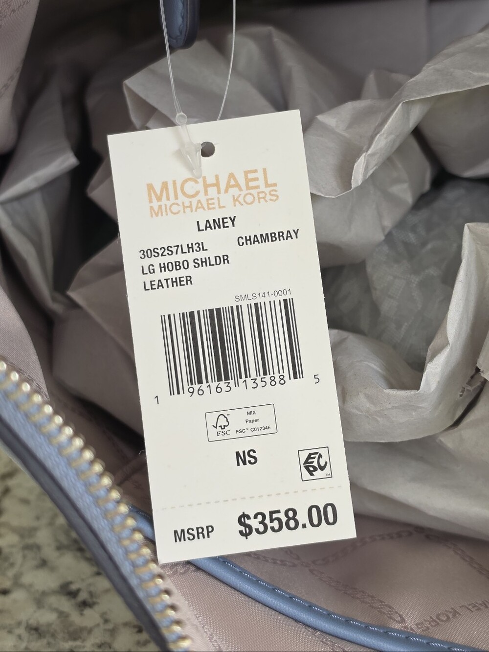 Michael Kors Laney Large Blue Hobo Shoulder Bag - Picture 7 of 9